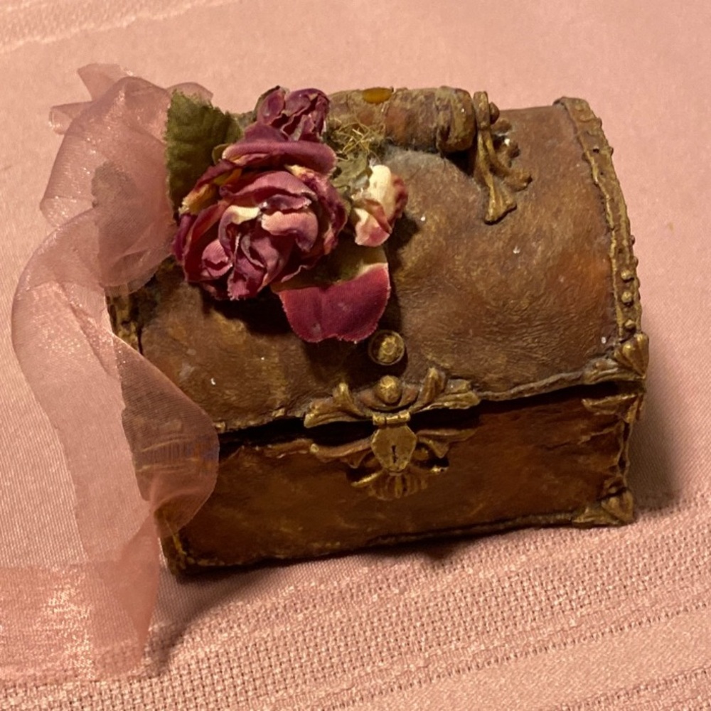 Vintage Style Decorative Treasure Box with Pink Accents
